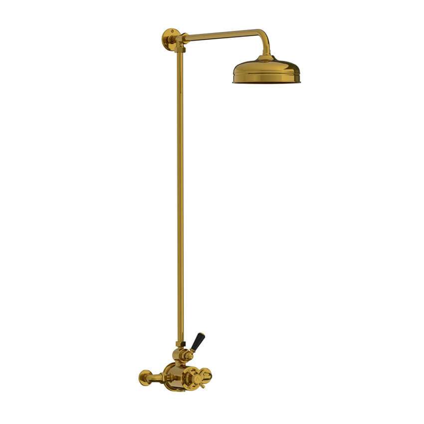 Lefroy Brooks Classic Black Thermostatic Valve With Riser - Polished Brass