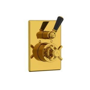 Lefroy Brooks Classic Black Concealed Thermostatic Valve - Antique Gold