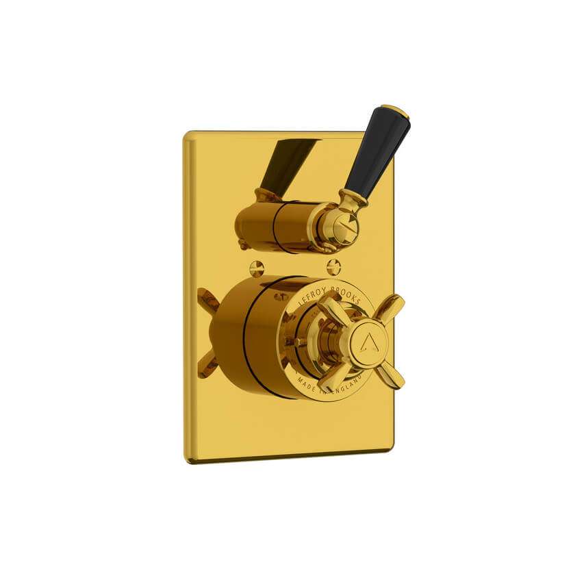 Lefroy Brooks Classic Black Concealed Thermostatic Valve - Antique Gold