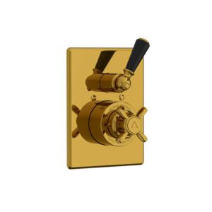 Lefroy Brooks Classic Black Concealed Thermostatic Valve - Polished Brass