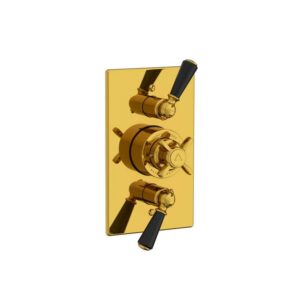 Lefroy Brooks Classic Black Concealed Dual Thermostatic Valve - Antique Gold