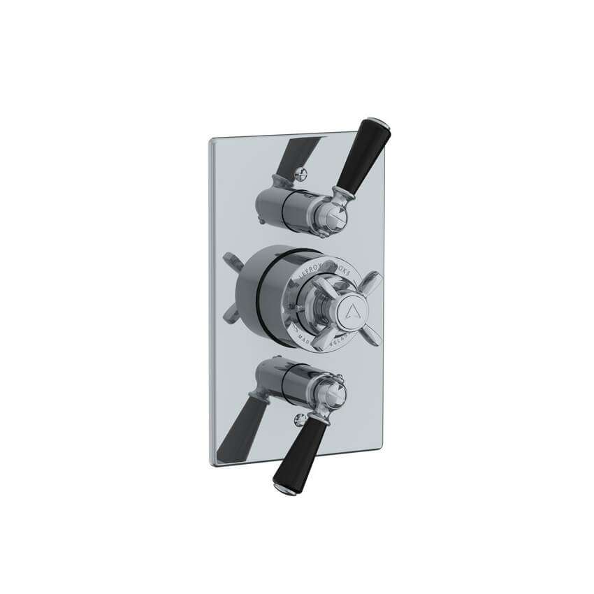 Lefroy Brooks Classic Black Concealed Dual Thermostatic Valve - Chrome