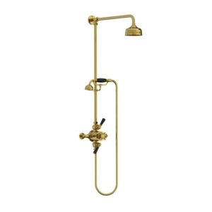 Lefroy Brooks Classic Black Dual Thermostatic Valve With Riser - Antique Gold
