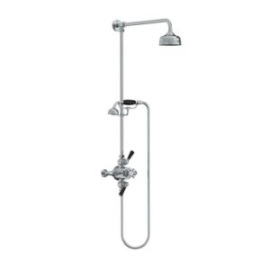 Lefroy Brooks Classic Black Dual Thermostatic Valve With Riser - Chrome