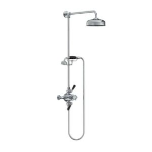 Lefroy Brooks Classic Black Dual Thermostatic Valve With Riser - Chrome