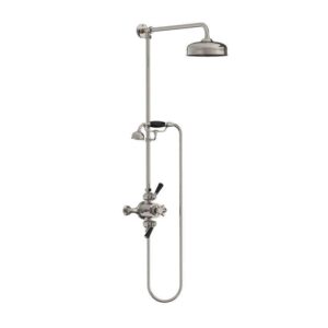 Lefroy Brooks Classic Black Dual Thermostatic Valve With Riser - Silver Nickel