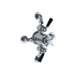 Lefroy Brooks Classic Black Dual Thermostatic Valve With Top/Bottom Return - Chrome