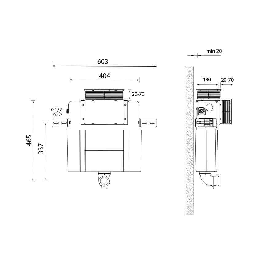 Abacus 820mm Concealed Cistern - Image 2