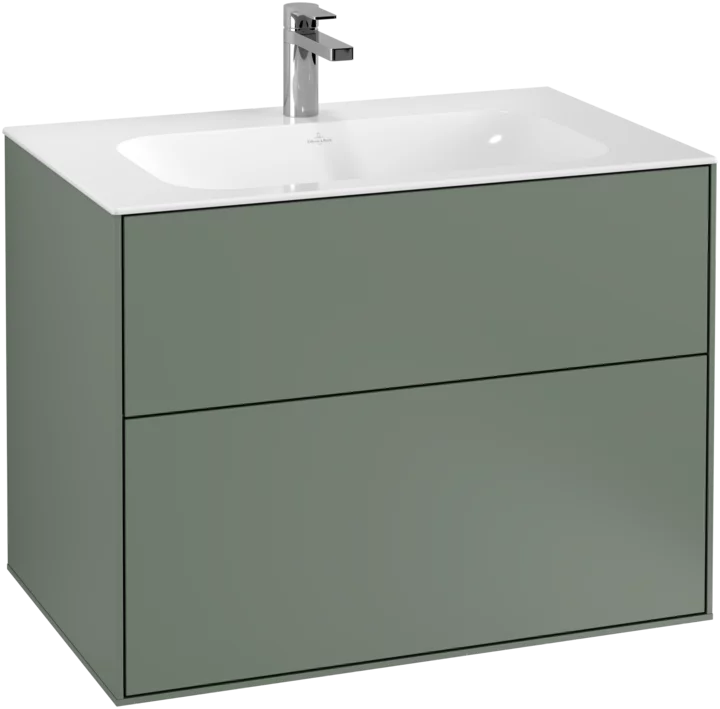 Villeroy & Boch Finion Vanity unit, 2 Drawers, 796 x 591 x 498 mm, Olive Matt Lacquer