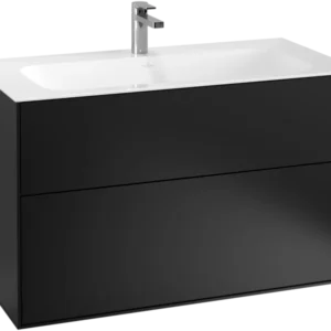 Villeroy & Boch Finion Vanity unit, 2 Drawers, 996 x 591 x 498 mm, Black Matt Lacquer
