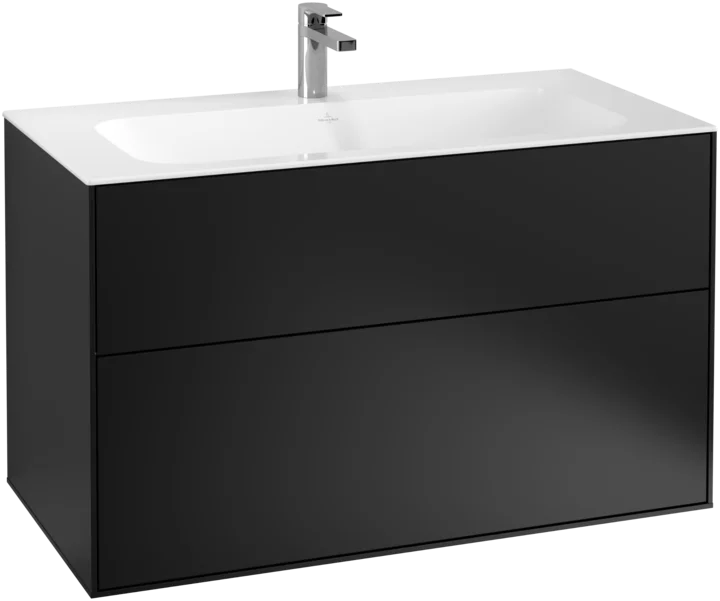 Villeroy & Boch Finion Vanity unit, 2 Drawers, 996 x 591 x 498 mm, Black Matt Lacquer