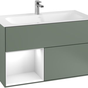 Villeroy & Boch Finion Vanity unit with lighting, 2 drawers, 996 x 591 x 498 mm, Olive Matt Lacquer