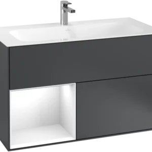 Villeroy & Boch Finion Vanity unit with lighting, 2 drawers, 996 x 591 x 498 mm, Midnight Blue Matt Lacquer