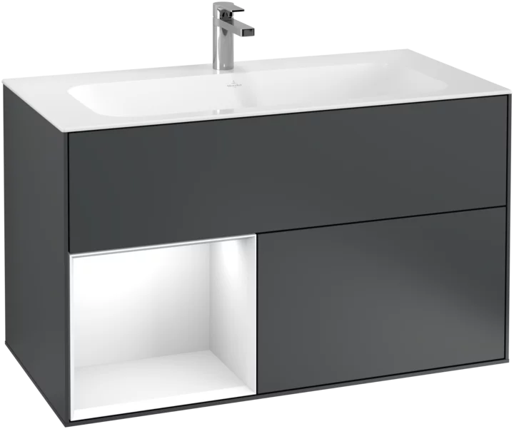 Villeroy & Boch Finion Vanity unit with lighting, 2 drawers, 996 x 591 x 498 mm, Midnight Blue Matt Lacquer