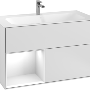 Villeroy & Boch Finion Vanity unit with lighting, 2 drawers, 996 x 591 x 498 mm, White Matt Lacquer
