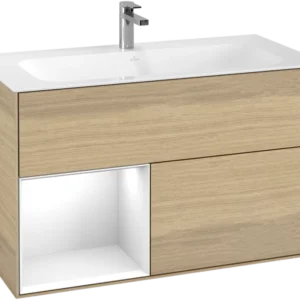 Villeroy & Boch Finion Vanity unit with lighting, 2 drawers, 996 x 591 x 498 mm, Oak Veneer