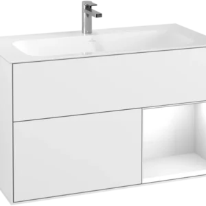 Villeroy & Boch Finion Vanity unit with lighting, 2 drawers, 996 x 591 x 498 mm, Glossy White Lacquer