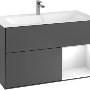 Villeroy & Boch Finion Vanity unit with lighting, 2 drawers, 996 x 591 x 498 mm, Anthracite Matt Lacquer