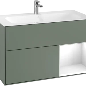 Villeroy & Boch Finion Vanity unit with lighting, 2 drawers, 996 x 591 x 498 mm, Olive Matt Lacquer