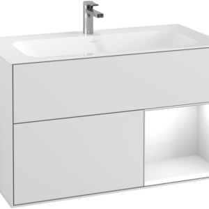 Villeroy & Boch Finion Vanity unit with lighting, 2 drawers, 996 x 591 x 498 mm, White Matt Lacquer