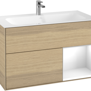 Villeroy & Boch Finion Vanity unit with lighting, 2 drawers, 996 x 591 x 498 mm, Oak Veneer
