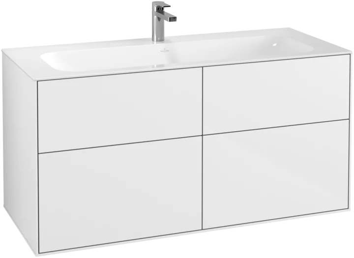 Villeroy & Boch Finion Vanity unit, 4 Drawers, 1196 x 591 x 498 mm, Glossy White Lacquer
