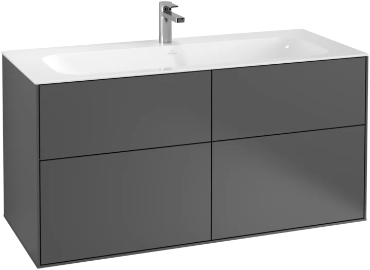 Villeroy & Boch Finion Vanity unit, 4 Drawers, 1196 x 591 x 498 mm, Anthracite Matt Lacquer