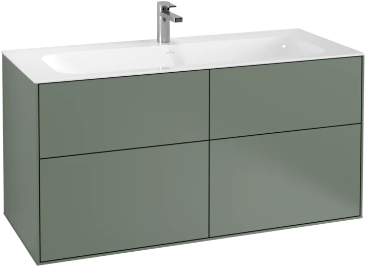 Villeroy & Boch Finion Vanity unit, 4 Drawers, 1196 x 591 x 498 mm, Olive Matt Lacquer