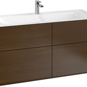Villeroy & Boch Finion Vanity unit, 4 Drawers, 1196 x 591 x 498 mm, Walnut Veneer
