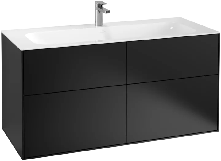 Villeroy & Boch Finion Vanity unit, 4 Drawers, 1196 x 591 x 498 mm, Black Matt Lacquer