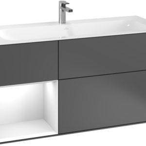 Villeroy & Boch Finion Vanity unit with lighting, 3 drawers, 1196 x 591 x 498 mm, Anthracite Matt Lacquer