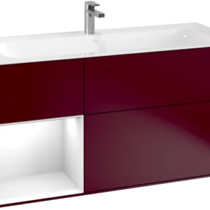 Villeroy & Boch Finion Vanity unit with lighting, 3 drawers, 1196 x 591 x 498 mm, Peony Matt Lacquer
