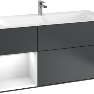 Villeroy & Boch Finion Vanity unit with lighting, 3 drawers, 1196 x 591 x 498 mm, Midnight Blue Matt Lacquer