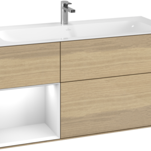 Villeroy & Boch Finion Vanity unit with lighting, 3 drawers, 1196 x 591 x 498 mm, Oak Veneer