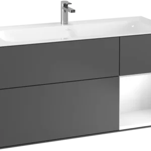 Villeroy & Boch Finion Vanity unit with lighting, 3 drawers, 1196 x 591 x 498 mm, Anthracite Matt Lacquer
