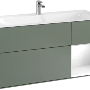 Villeroy & Boch Finion Vanity unit with lighting, 3 drawers, 1196 x 591 x 498 mm, Olive Matt Lacquer