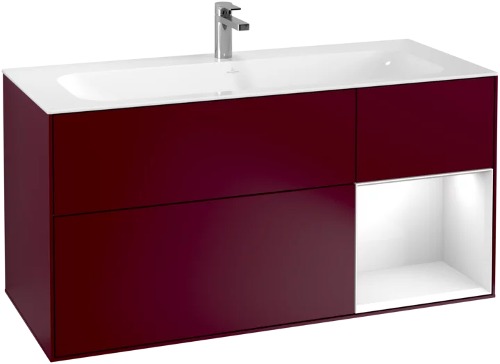 Villeroy & Boch Finion Vanity unit with lighting, 3 drawers, 1196 x 591 x 498 mm, Peony Matt Lacquer