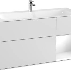 Villeroy & Boch Finion Vanity unit with lighting, 3 drawers, 1196 x 591 x 498 mm, White Matt Lacquer