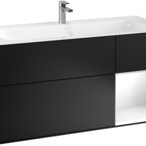 Villeroy & Boch Finion Vanity unit with lighting, 3 drawers, 1196 x 591 x 498 mm, Black Matt Lacquer