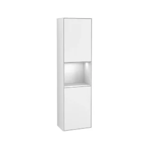 Villeroy & Boch Finion Tall cabinet, with lighting, 1 door, 418 x 1516 x 270 mm, Glossy White Lacquer