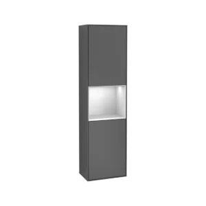 Villeroy & Boch Finion Tall cabinet, with lighting, 1 door, 418 x 1516 x 270 mm, Anthracite Matt Lacquer