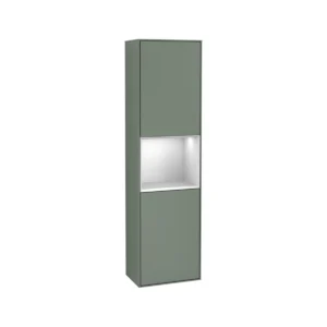 Villeroy & Boch Finion Tall cabinet, with lighting, 1 door, 418 x 1516 x 270 mm, Olive Matt Lacquer