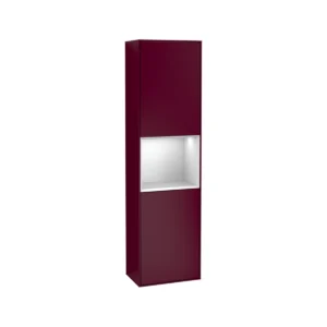 Villeroy & Boch Finion Tall cabinet, with lighting, 1 door, 418 x 1516 x 270 mm, Peony Matt Lacquer