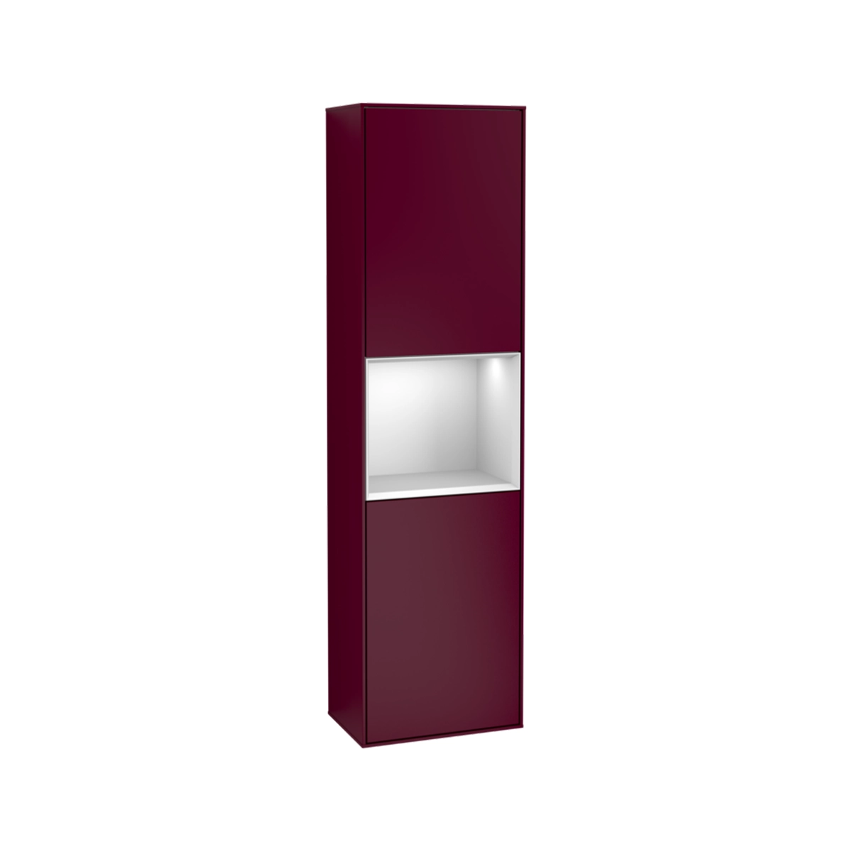 Villeroy & Boch Finion Tall cabinet, with lighting, 1 door, 418 x 1516 x 270 mm, Peony Matt Lacquer
