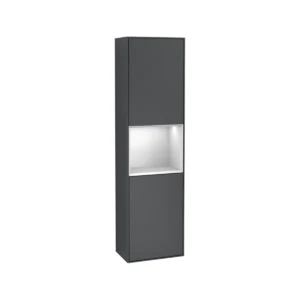 Villeroy & Boch Finion Tall cabinet, with lighting, 1 door, 418 x 1516 x 270 mm, Midnight Blue Lacquer