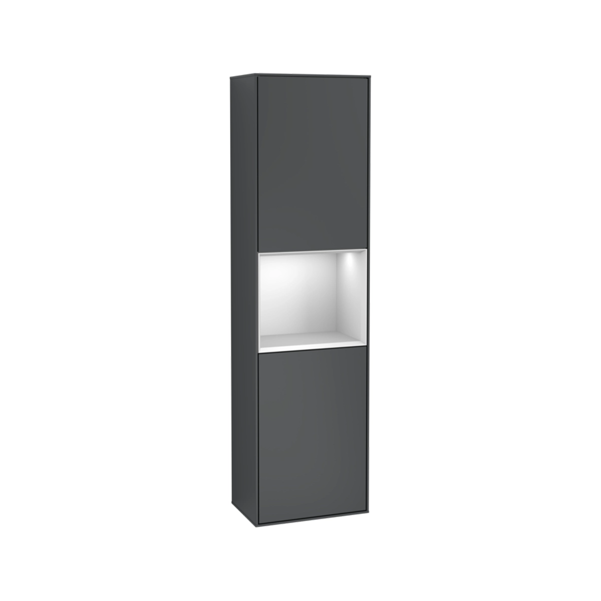 Villeroy & Boch Finion Tall cabinet, with lighting, 1 door, 418 x 1516 x 270 mm, Midnight Blue Lacquer