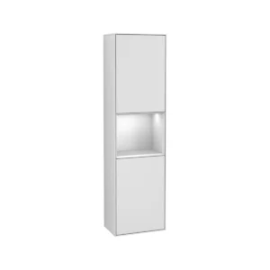 Villeroy & Boch Finion Tall cabinet, with lighting, 1 door, 418 x 1516 x 270 mm, White Matt Lacquer