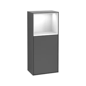 Villeroy & Boch Finion Side cabinet, with lighting, 1 door, 418 x 936 x 270 mm, Anthracite Matt Lacquer