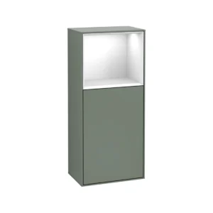 Villeroy & Boch Finion Side cabinet, with lighting, 1 door, 418 x 936 x 270 mm, Olive Matt Lacquer