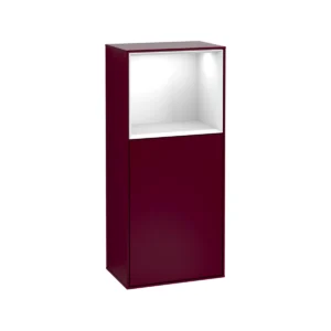 Villeroy & Boch Finion Side cabinet, with lighting, 1 door, 418 x 936 x 270 mm, Peony Matt Lacquer